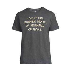 I Don't Like Morning People Men's Gray Graphic Tee Short Sleeves Sizes 3XL Humor